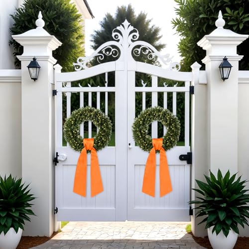 2-Piece Fall Wreath Sash Orange Satin for Front Door Decor