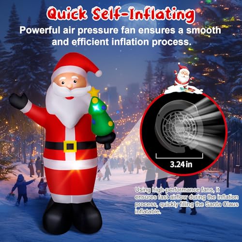 8FT Santa Claus Inflatable with LED Christmas Tree - Wothfav Outdoor Yard Decor