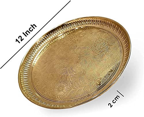 12-Inch Handcrafted Brass Pooja Thali Set for Puja and Festive Decor