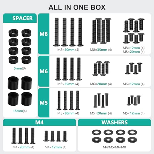 Universal TV Mounting Hardware Kit - M4 M5 M6 M8 Screws, Washers & Spacers