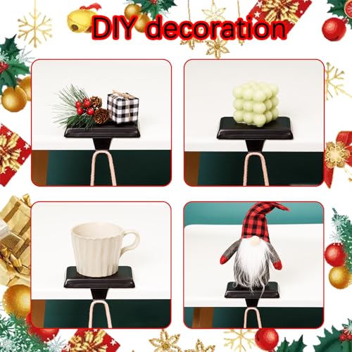 4-Pack Weighted Metal Christmas Stocking Holders for Mantel - Black