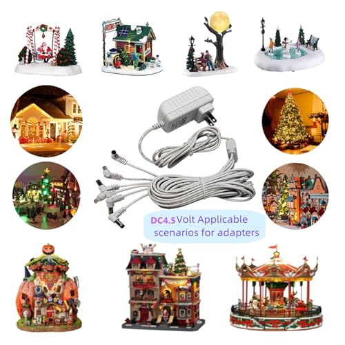 4.5V DC Power Adapter for Christmas Village Displays, 6-Way Splitter
