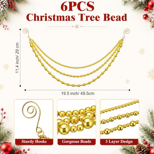 Gold Bead Garland with Hooks - 19.5 Inch Christmas Decorations - Classic Style