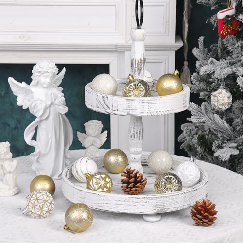 Forsylvanas 100pcs Christmas Ornaments Set White & Gold Shatterproof Holiday Decorations