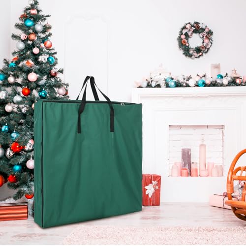 Oudain Large Pop-Up Christmas Tree Storage Bag 30x30x4.3 Inches Green with Handles