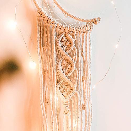 Macrame Moon & Star Wall Hanging Dream Catcher with LED Lights