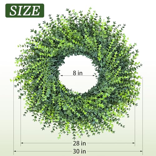 28-Inch Artificial Boxwood Wreath for Front Door, All-Season Greenery