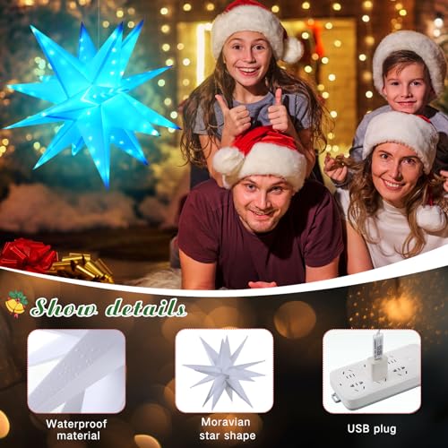 1 Pcs LED Moravian Star Light Xmas Tree Topper Hanging,30 Inch
