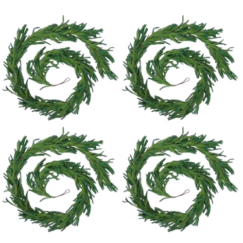 4-Pack 9 Ft Artificial Norfolk Pine Garlands for Christmas & Mantels