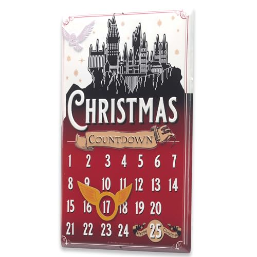 Embossed Metal Christmas Countdown Calendar Sign with Snitch Magnet