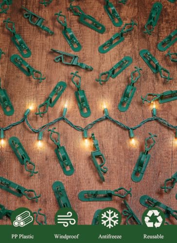 Brightown Green Christmas Light Clips 400 Pack for C7 C9 Gutter & Shingle Mounting - Upgraded