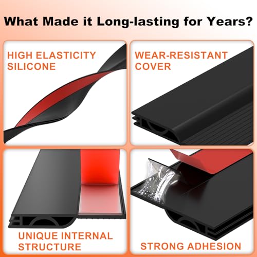 Silicone Door Draft Stopper - Weather Stripping Door Sweep Seal (39", Black)