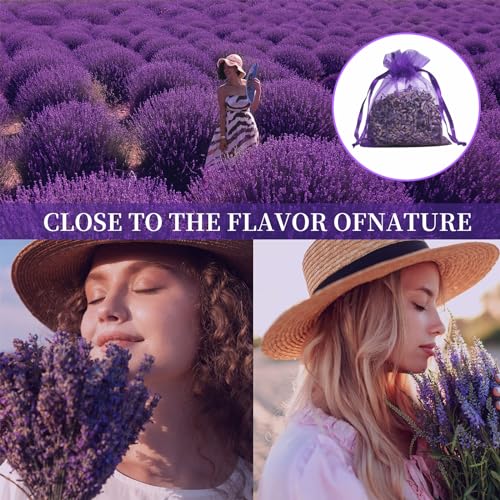 24-Pack Dried Lavender Sachets for Closets and Drawers - Natural Flower Buds