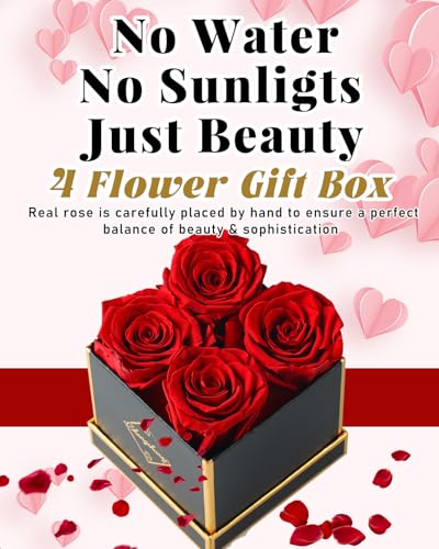 Preserved Real Roses in Gift Box, Long-Lasting Eternal Flowers for Her