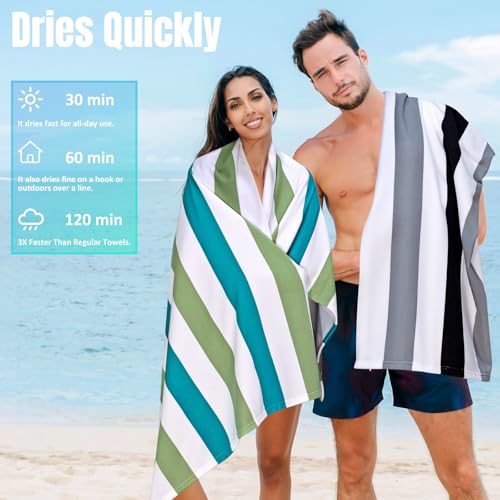 Oversized Microfiber Beach Towel 35x70 Inch, Sand-Free & Quick-Dry