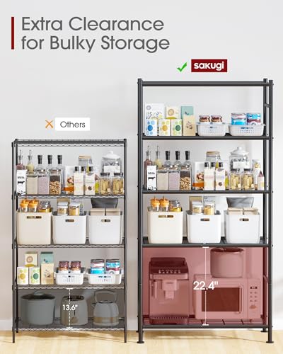 5-Tier Heavy Duty Metal Storage Shelves Organizer, 33" W x 72" H