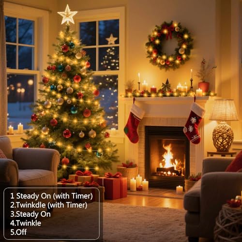 Timer Fairy Lights Battery Operated 16.4ft 50 LEDs Warm White 5 Modes