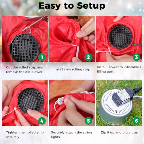 2A Replacement Inflatable Blower with 12V Adapter and 7 LED Lights for Holiday Decor