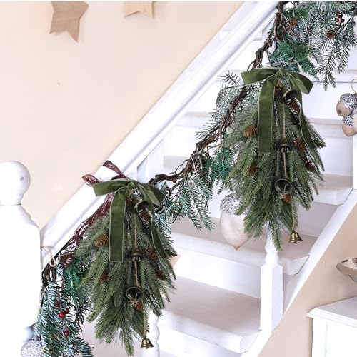 2-Pack 24-Inch Christmas Teardrop Swag, Artificial Norfolk Pine Door Decor