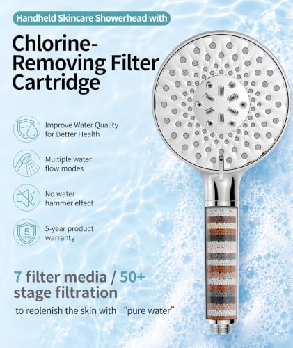 SR SUN RISE Filtered Shower Head High Pressure Handheld 9-Spray Chrome