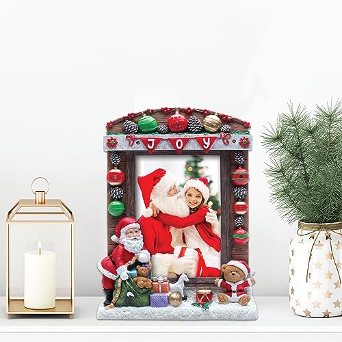 5x7 Santa Christmas Light-Up Resin Photo Frame with Joy Banner