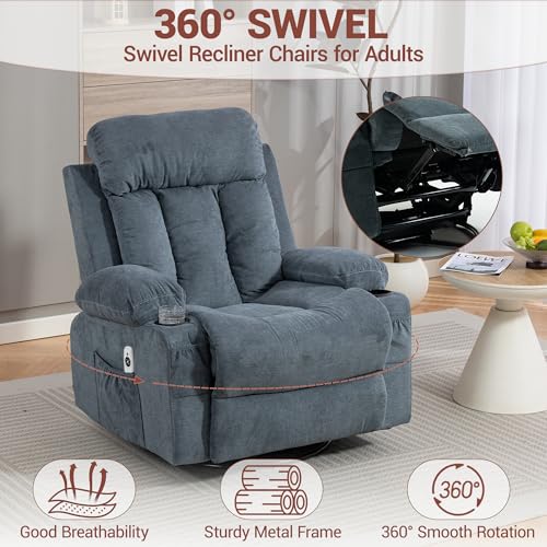 3-Piece Manual Reclining Sofa Set with Massage, Heating and Cup Holders