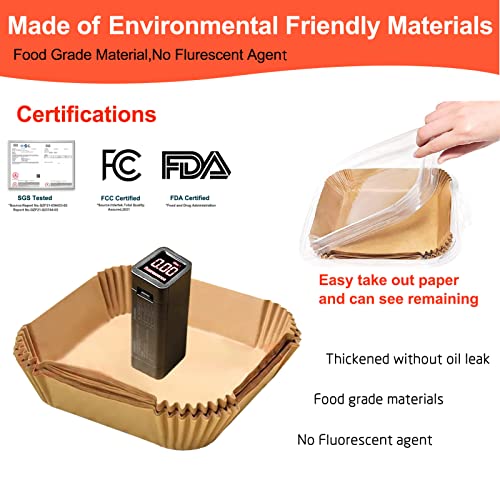Disposable 9-Inch Square Air Fryer Parchment Paper Liners (125 Count)