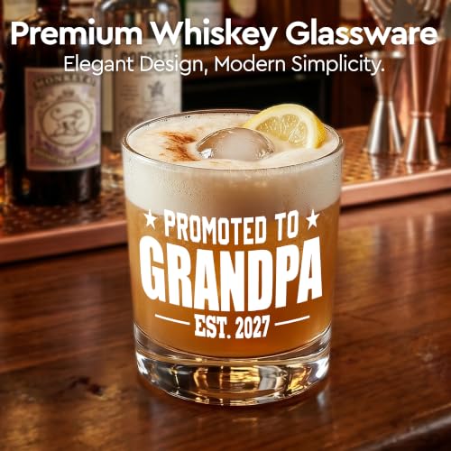 Promote to Grandpa Whiskey Glass 10oz - Funny Birthday Gift for Grandfather