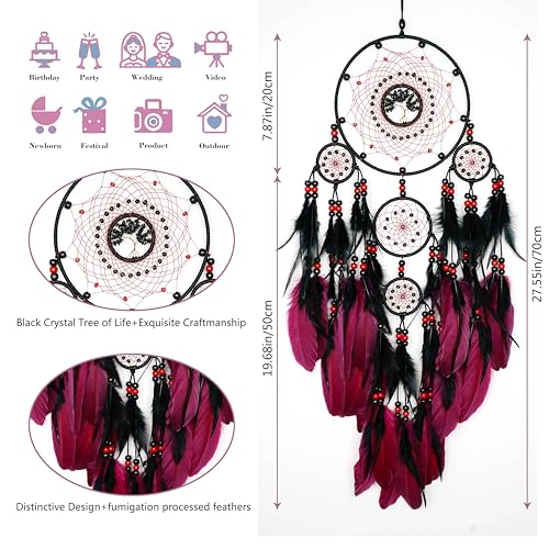 Large Tree of Life Macrame Dream Catcher - Handmade Boho Wall Hanging Decor