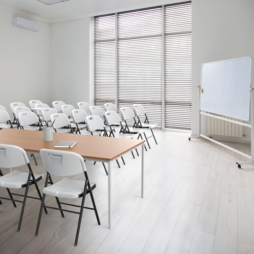 Heavy Duty Folding Chairs - Portable HDPE Steel Chairs, 4 Pack - White