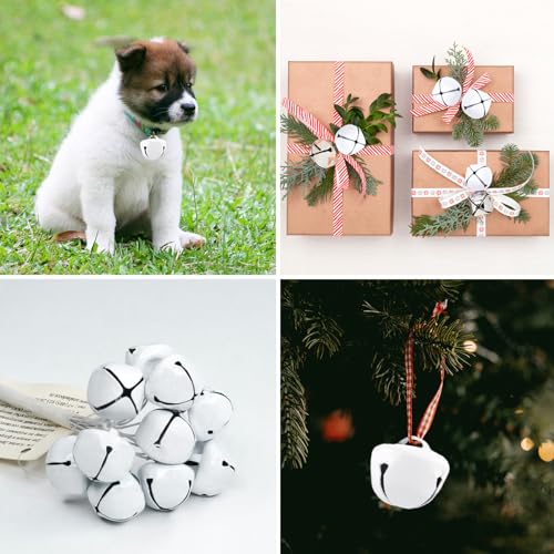 1-Inch White Jingle Bells for Crafts - 50 Pcs Metal Christmas Bells