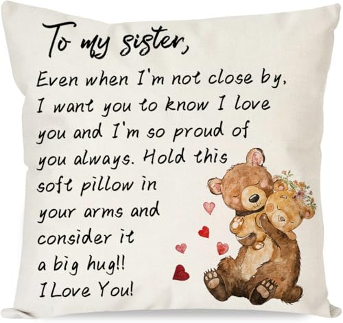 To My Sister Throw Pillow Cover 18x18 Inches Gift for Lady Girls Birthday Christmas Sister