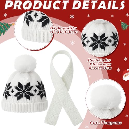 Geyoga Mini Santa Hat and Scarf Set for DIY Holiday Decorations Snowflake Pattern (8 Pieces, Red, Green, White, Pink)
