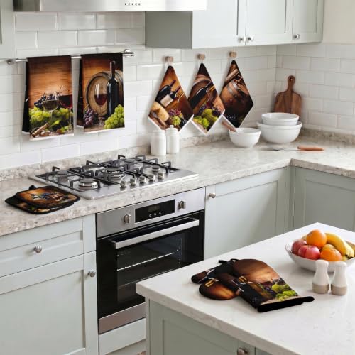 12-Piece Wine & Grapes Kitchen Decor Set: Towels, Mitts & Pot Holders