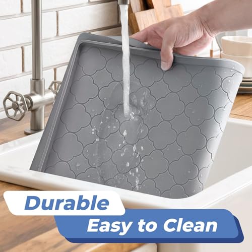 Waterproof Silicone Under Sink Mat - 34" x 22" Cabinet Liner with Raised Edge