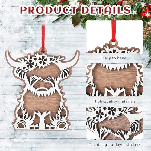 Highland Cow Christmas Ornament - Thyle Highland Cow Decor Gift for Cow Lovers
