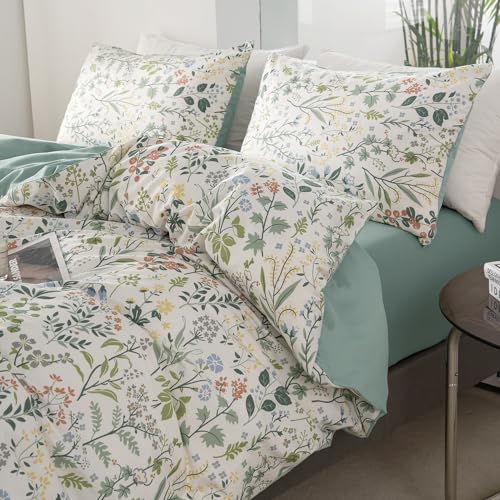 Floral Twin Duvet Cover Set - 100% Microfiber with Zipper Closure