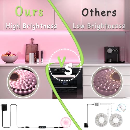 10ft Pink LED Strip Lights, Dimmable Flexible Rope Lighting for Bedroom