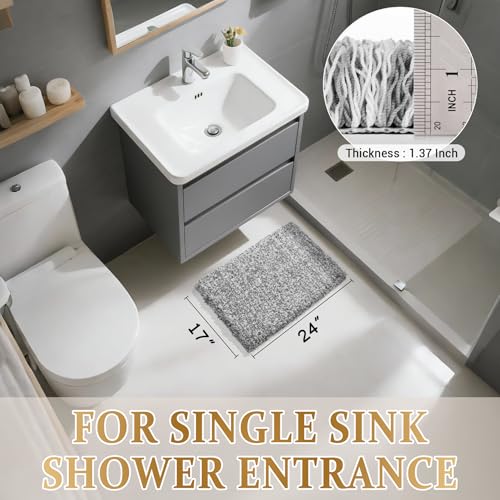 Yimobra Non-Slip Bathroom Rug, Ultra-Soft Absorbent Bath Mat 24x17