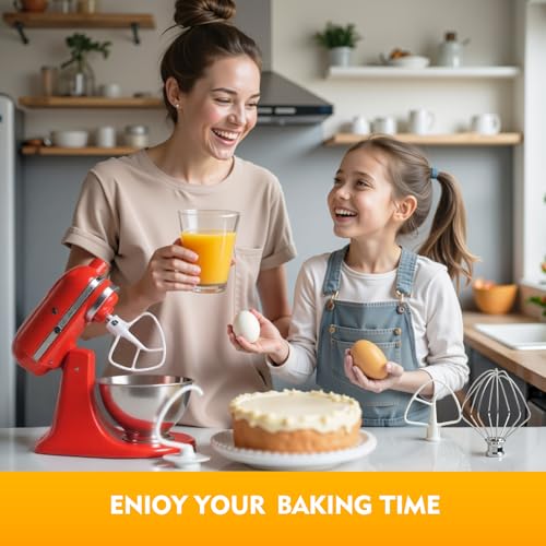 3-Piece Stand Mixer Attachment Set: Wire Whip, Dough Hook, and Flat Beater