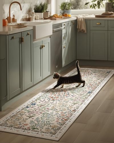 Washable 2'6" x 8' Kitchen Runner Rug, Non-Slip Stain-Resistant Floor Carpet