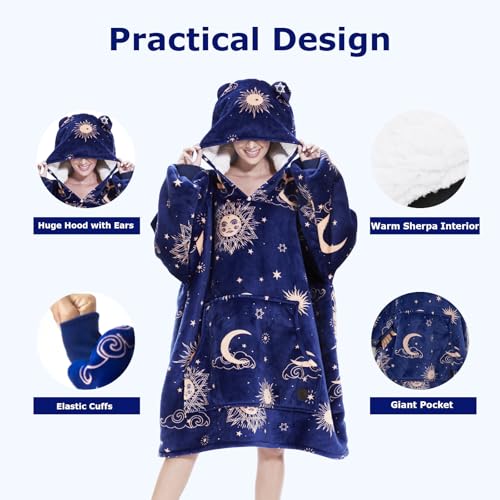 Oversized Sherpa Wearable Blanket Hoodie with Kangaroo Pocket