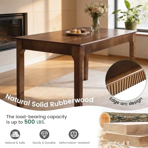 55-Inch Solid Oak Rectangular Dining Table, Modern Farmhouse Wood Kitchen Desk