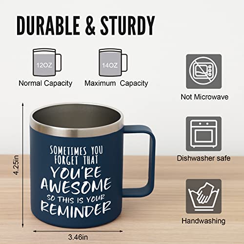 NOWWISH Navy Blue 14oz Vacuum Insulated Stainless Steel Coffee Mug - Inspirational Gift for Men, Husband, Dad, Boyfriend