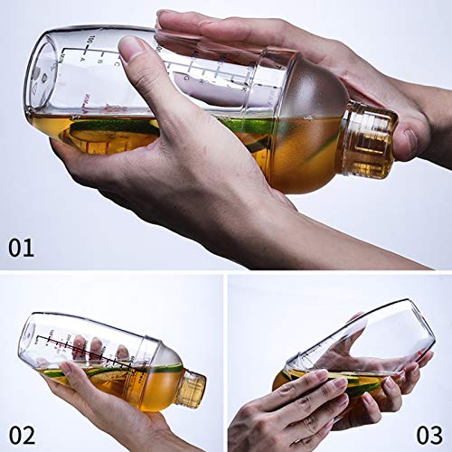 350ml Plastic Cocktail Shaker with Scale & Strainer Top - Clear Bar Bottle