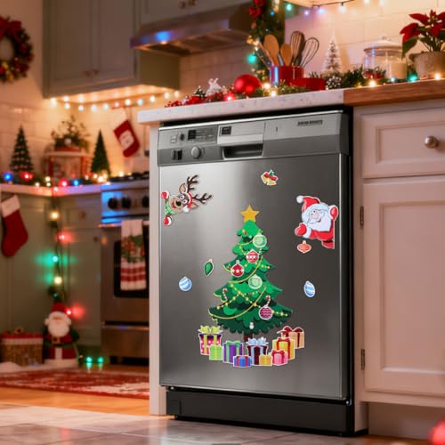 MAGICLULU Christmas Tree Refrigerator Magnet - Festive Holiday Magnetic Sticker, Waterproof & Reusable, 19.68 x 11.81 Inches