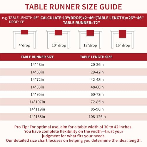 UWWGKK Red 14x63 Inch Elk Table Runner with Tassel Fringe for Christmas & Holiday Decor