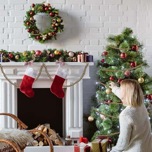 Willbond 16ft Wood Bead Garland for Christmas Tree in Bronze Gold - Holiday Decor