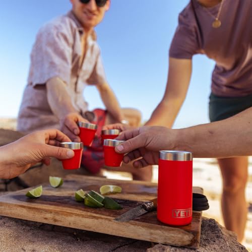YETI Shot Glasses with Carrying Case - Rescue Red, Set of 4, Stainless Steel