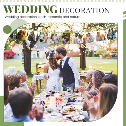 50 Mini Wooden Clothespins and 33ft Leaf Vine Ribbon for Photo Display